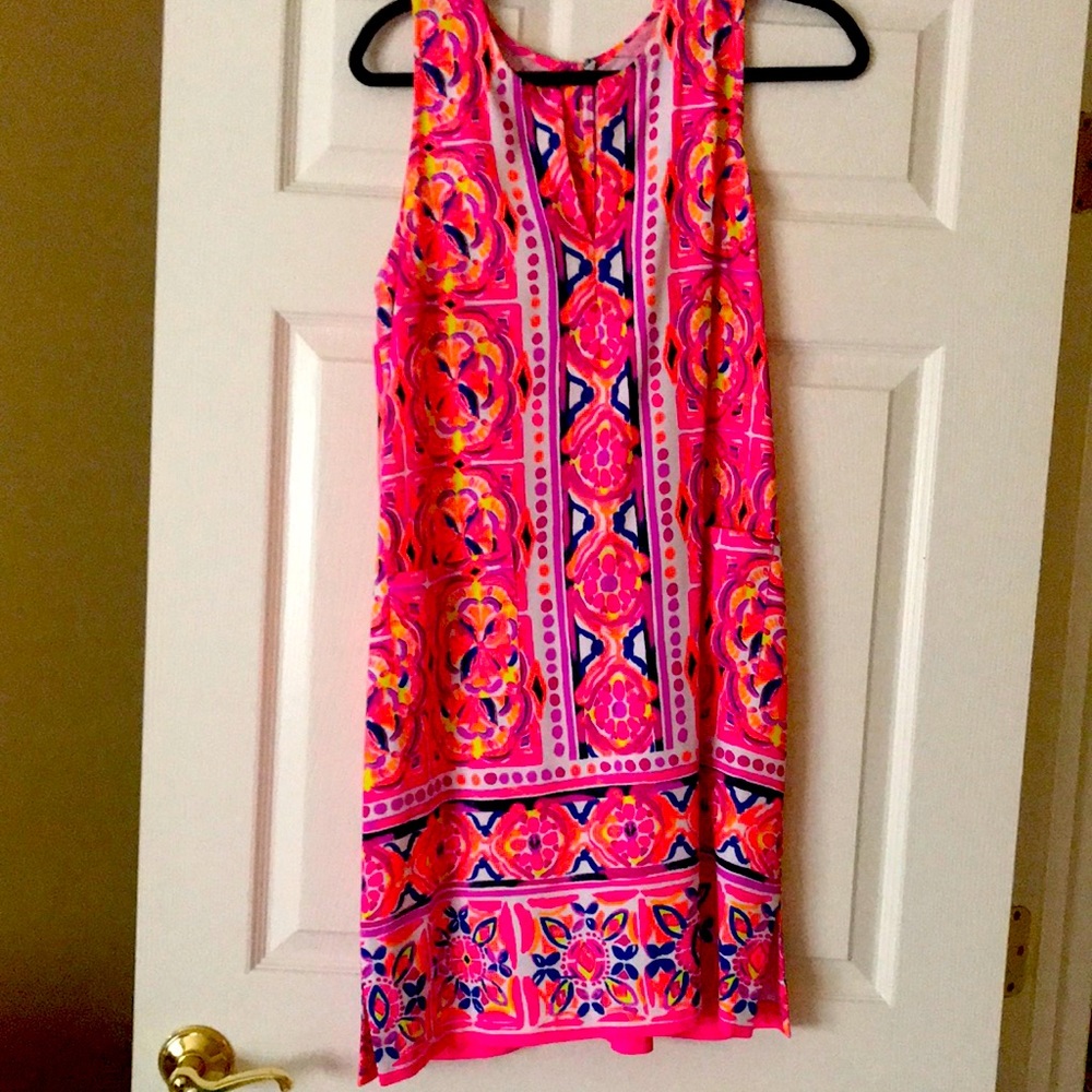 Hot pink orange yellow navy